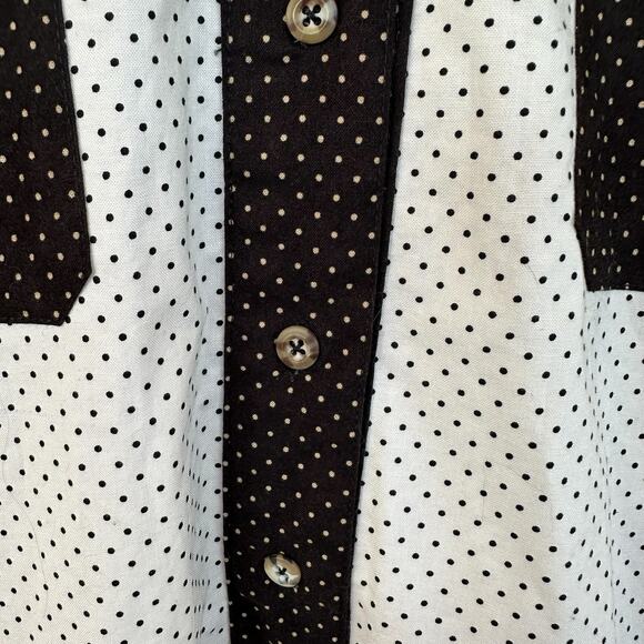VTG Polka Dot Colorblock Button Up Shirt Womens SZ M/L Western Cowgirl Contrast - Picture 4 of 10